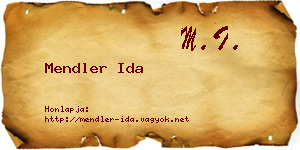 Mendler Ida névjegykártya